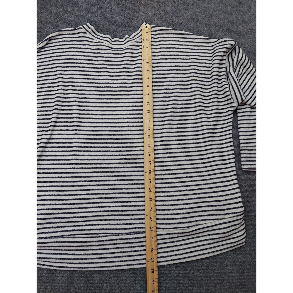 Aerie Sweater Women XL Blue White Striped Boxy Long Sleeve Rounded Neck Oversize - Picture 5 of 9